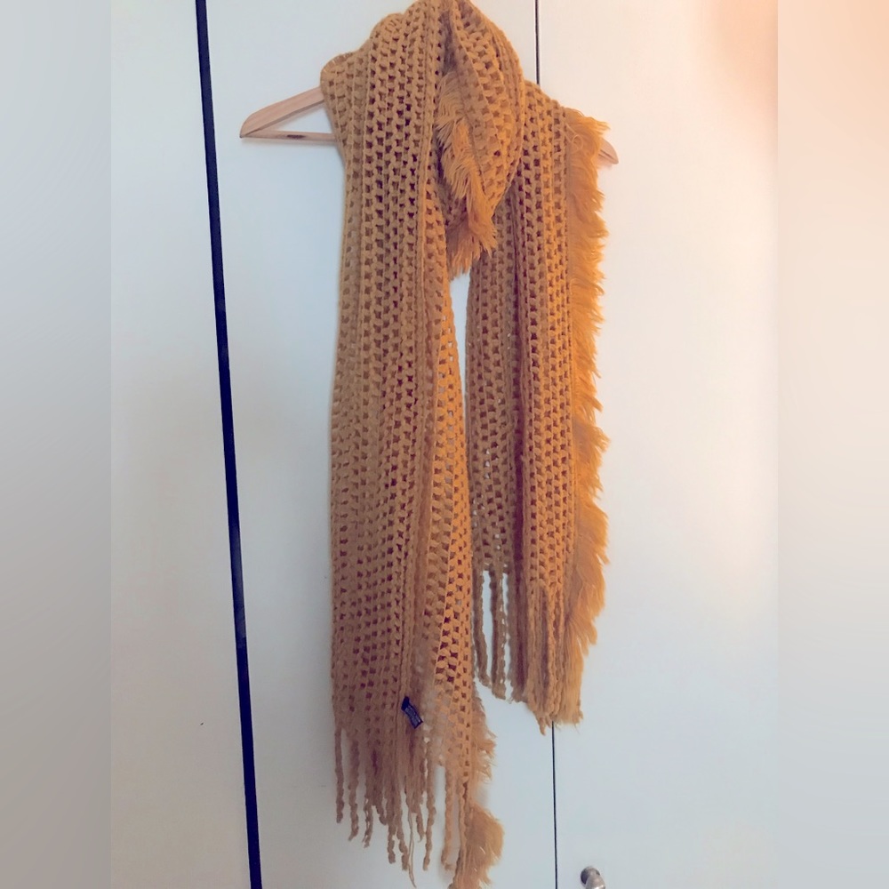 Oversized knit yellow scarf